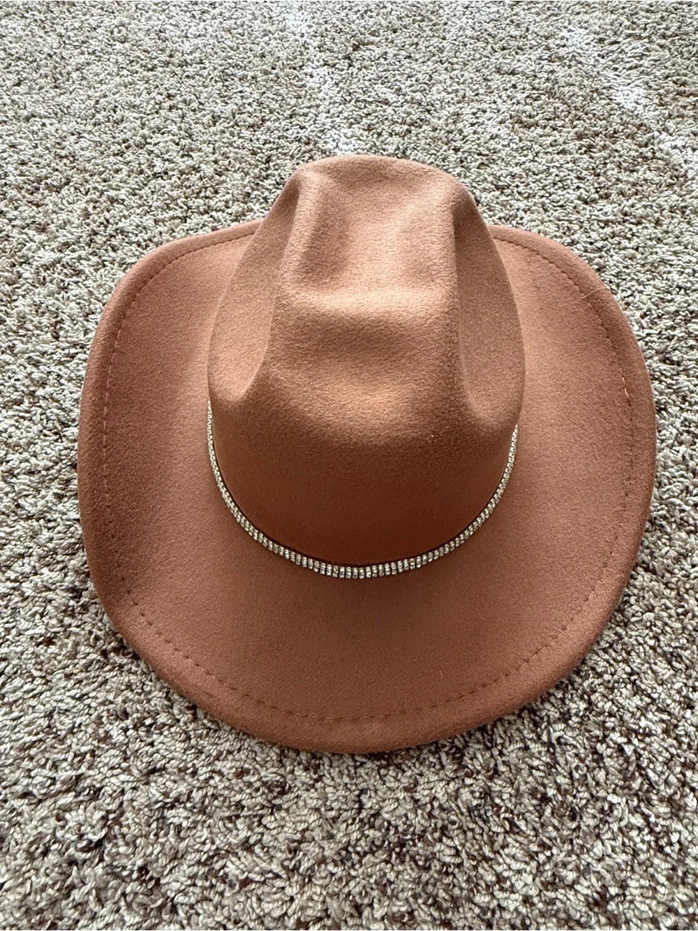 Women's Brown Felt Rancher Hat with Rhinestone Band